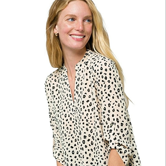 NWT Lush Leopard Print Blouse Button Up V-neck Long Sleeve Black Cream Size 2X - Picture 13 of 13